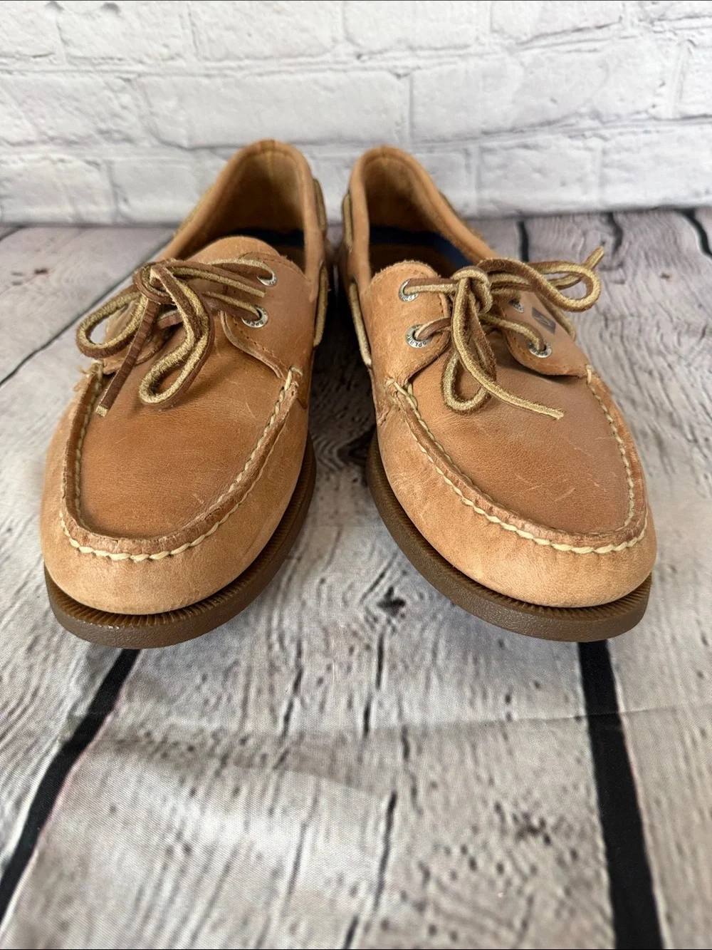 Men's Sperry Topsiders Tan Leather Boat Shoes - Classic Lace-Up Casual